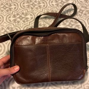 Jack Georges brown Voyager Double Zippered Crossbody Bag #7195